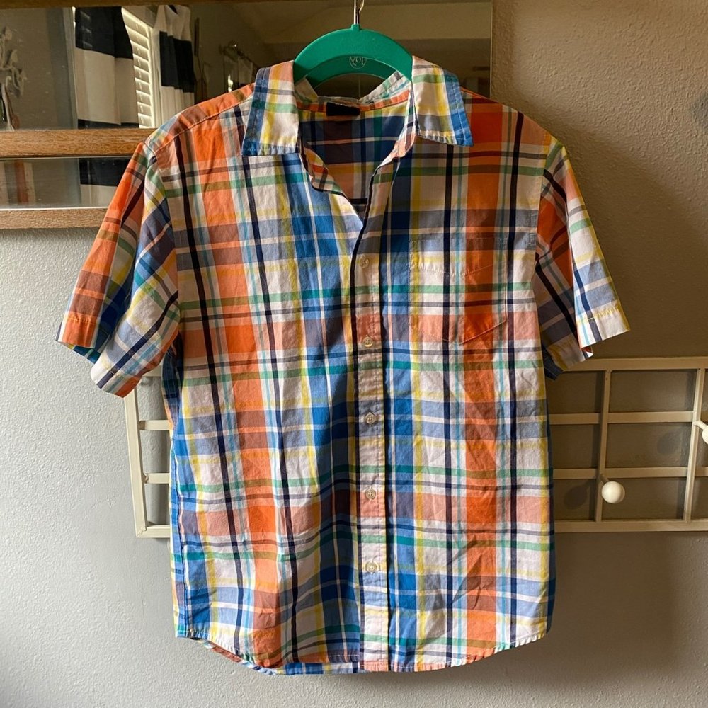 Wrangler Boys Woven Multi Color Plaid Button Down
